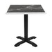 Bolero Dark Granite Effect Outdoor Tempered Glass Table Top White Trim 700mm Bolero