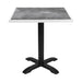 Bolero Dark Stone Effect Outdoor Tempered Glass Table Top White Trim - 700mm Bolero