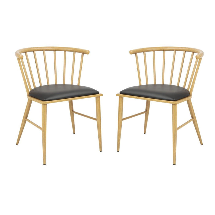 Bolero Harrowdene Padded Metal Side Chairs Wood Effect (2 Pack) Bolero