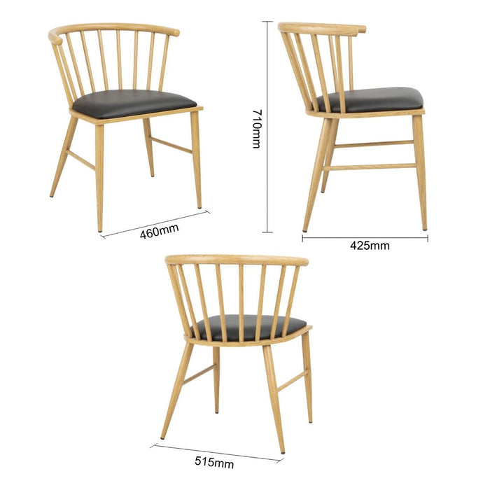 Bolero Harrowdene Padded Metal Side Chairs Wood Effect (2 Pack) Bolero