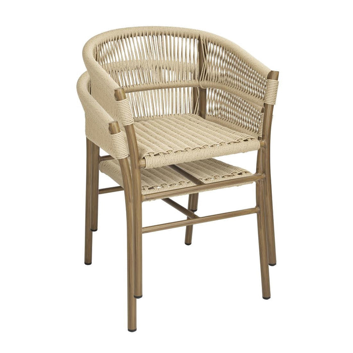 Bolero Florence Natural Rope Twist Wicker Chairs (2 Pack) Bolero