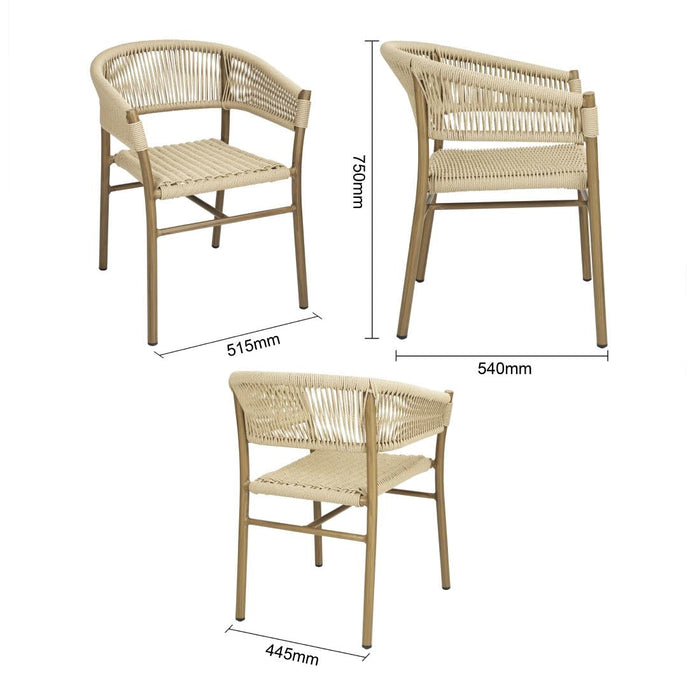 Bolero Florence Natural Rope Twist Wicker Chairs (2 Pack) Bolero