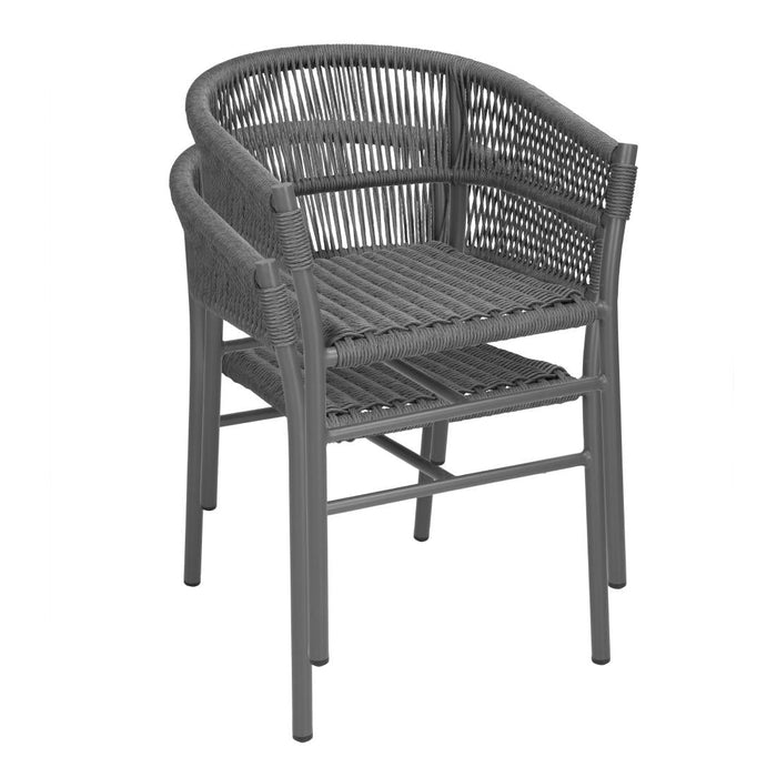 Bolero Florence Grey Mix Rope Twist Wicker Chairs (2 Pack) Bolero