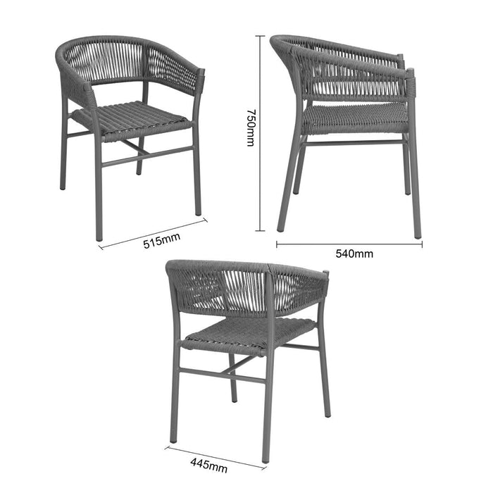 Bolero Florence Grey Mix Rope Twist Wicker Chairs (2 Pack) Bolero