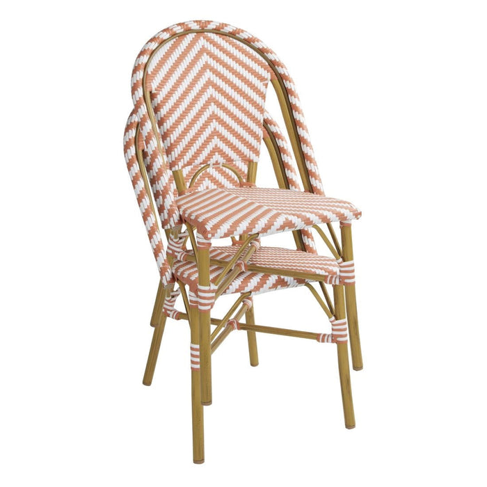 Bolero Parisian Style Rattan Side Chair Coral (2 Pack) Bolero