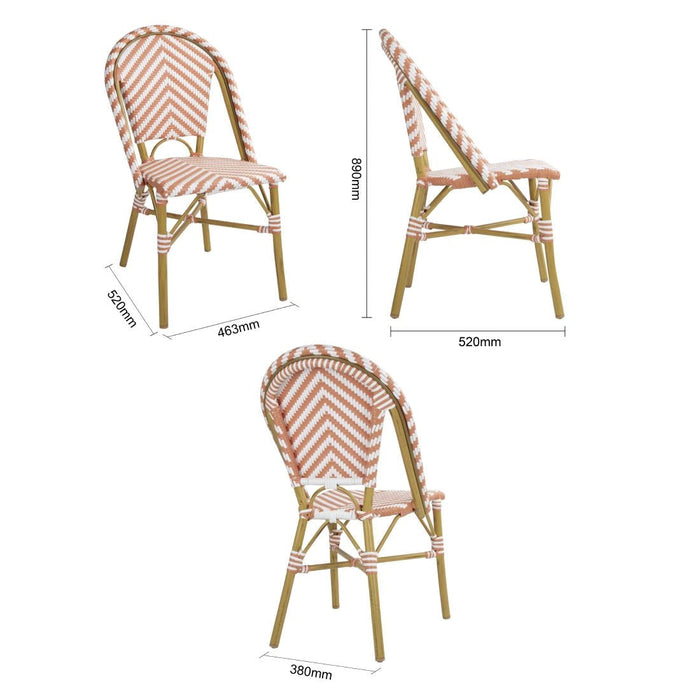 Bolero Parisian Style Rattan Side Chair Coral (2 Pack) Bolero