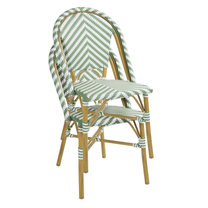 Bolero Parisian Style Rattan Side Chair Light Green (2 Pack) Bolero