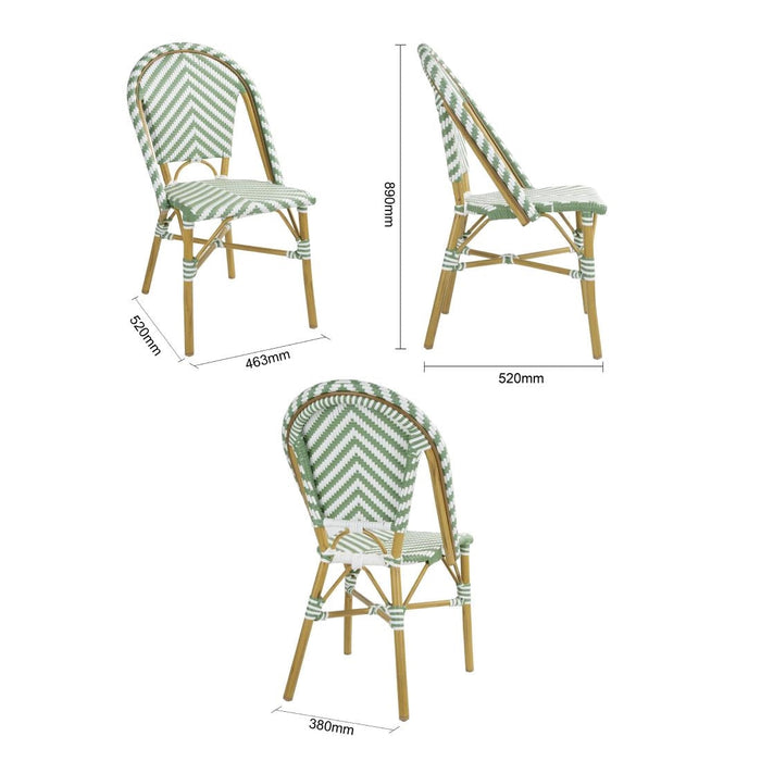Bolero Parisian Style Rattan Side Chair Light Green (2 Pack) Bolero