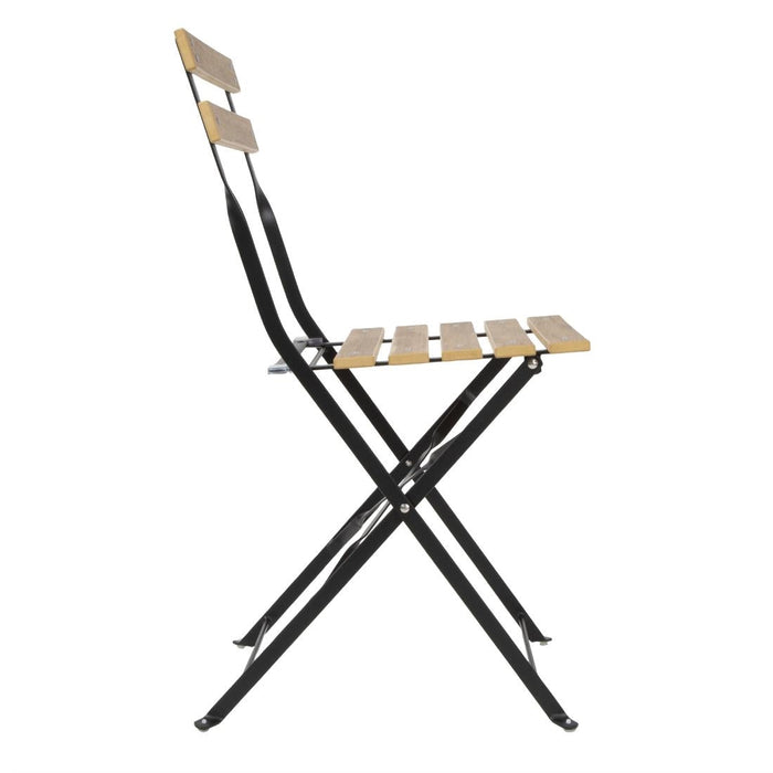 Bolero Perth Wood Effect Pavement Style Steel Folding Chairs (2 Pack) Bolero