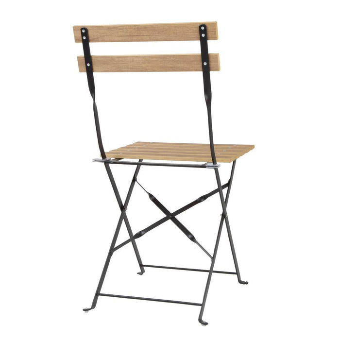 Bolero Perth Wood Effect Pavement Style Steel Folding Chairs (2 Pack) Bolero