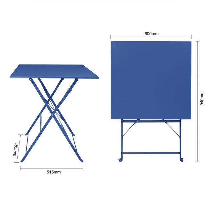 Bolero Perth Dark Navy Pavement Style Steel Table Square 600mm Bolero