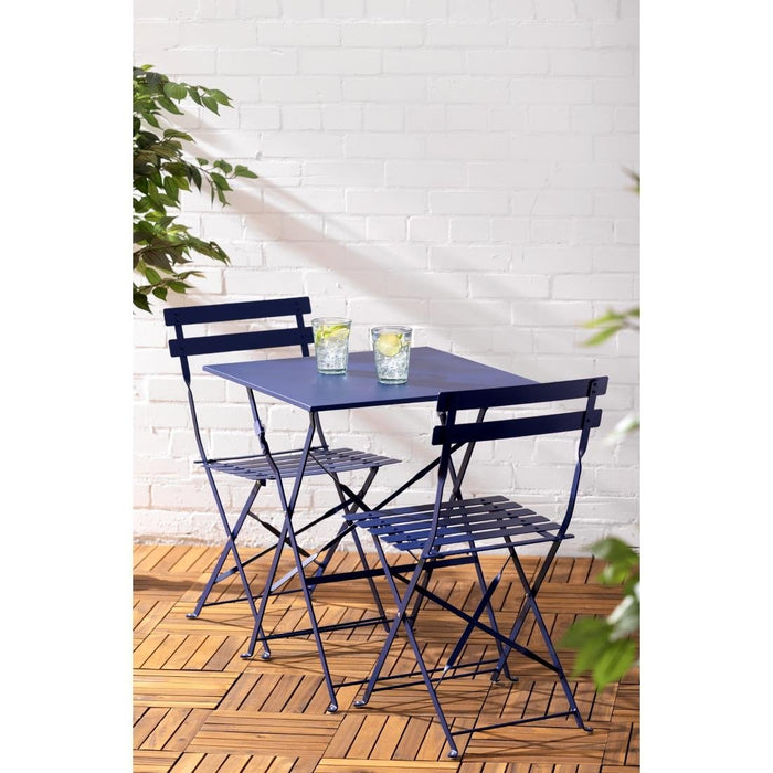 Bolero Perth Dark Navy Pavement Style Steel Folding Chairs (2 Pack) Bolero