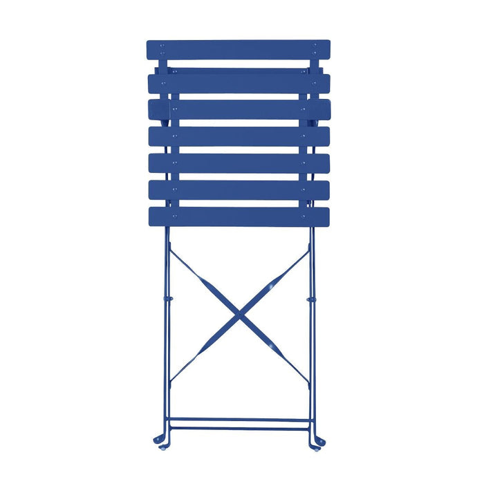Bolero Perth Dark Navy Pavement Style Steel Folding Chairs (2 Pack) Bolero