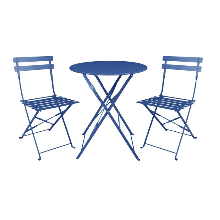 Bolero Perth Dark Navy Pavement Style Steel Folding Chairs (2 Pack) Bolero