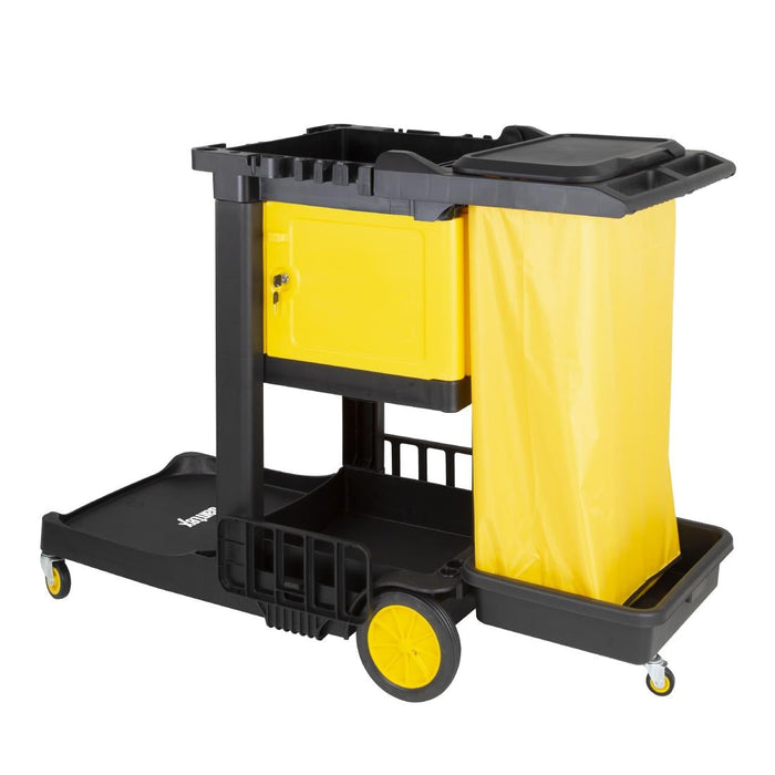 Jantex Cleaning Trolley Black with Lockable Cabinet Jantex