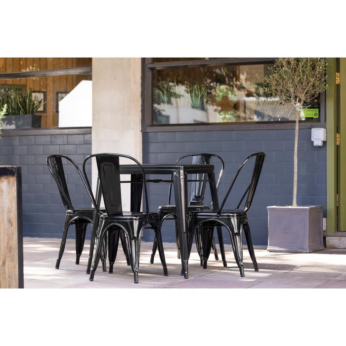 Bolero Bistro Steel Side Chairs Black (4 Pack) Bolero