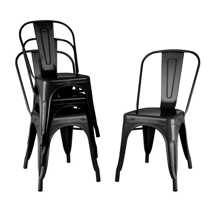 Bolero Bistro Steel Side Chairs Black (4 Pack) Bolero