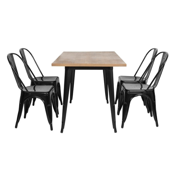 Bolero Bistro Steel Side Chairs Black (4 Pack) Bolero