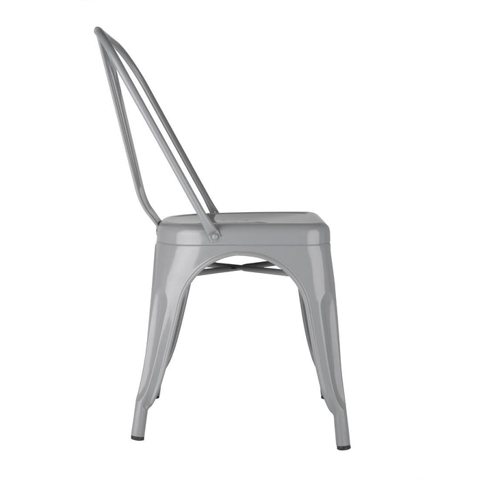 Bolero Bistro Steel Side Chairs Grey (4 Pack) Bolero