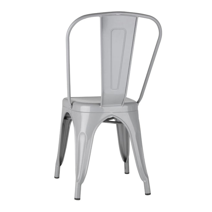 Bolero Bistro Steel Side Chairs Grey (4 Pack) Bolero