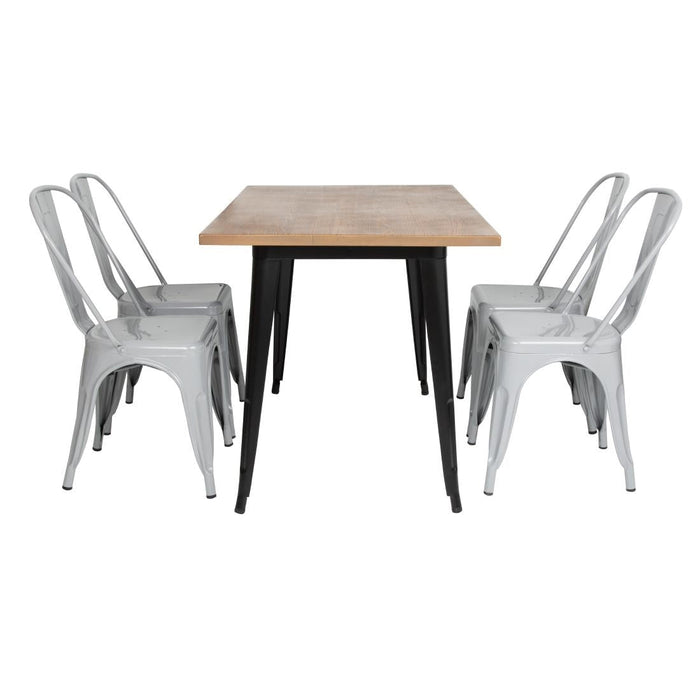Bolero Bistro Steel Side Chairs Grey (4 Pack) Bolero