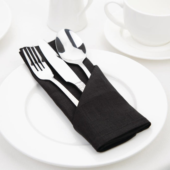 Olympia Linen Table Napkin Black 400x400mm (12 Pack) Olympia