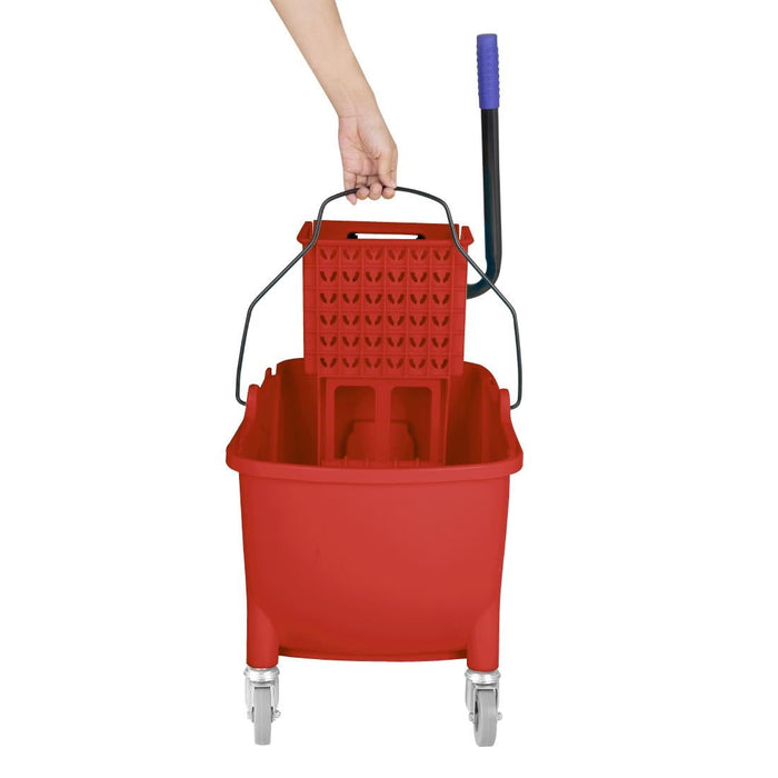 Jantex 30ltr Mop Bucket with Foot Pedal release - Red Jantex