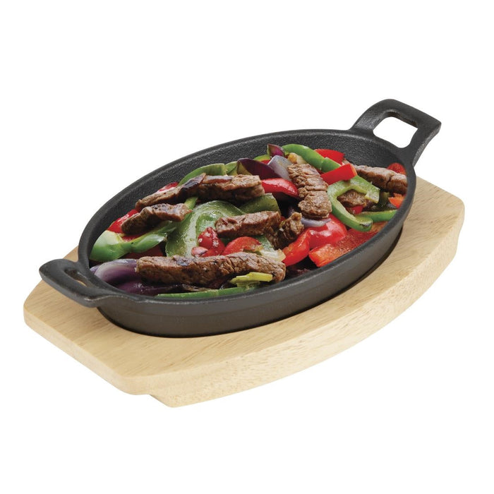Olympia Hevea Board for Cast Iron Oval Eared Dish 230x135mm for FW818 Olympia