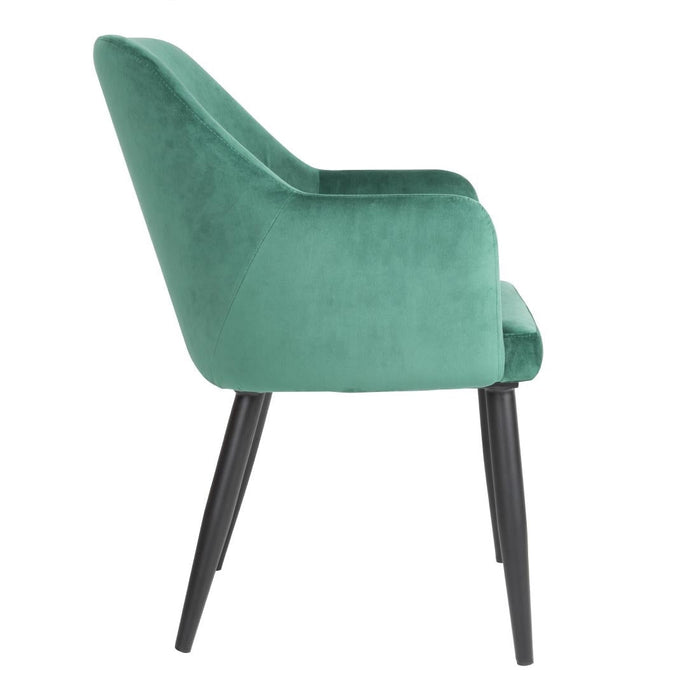 Bolero Lia Velvet Effect Chairs Dark Green (2 Pack) Bolero