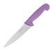 Blade Length: 6 1/4". Weight: 120g. Purple for allergens
