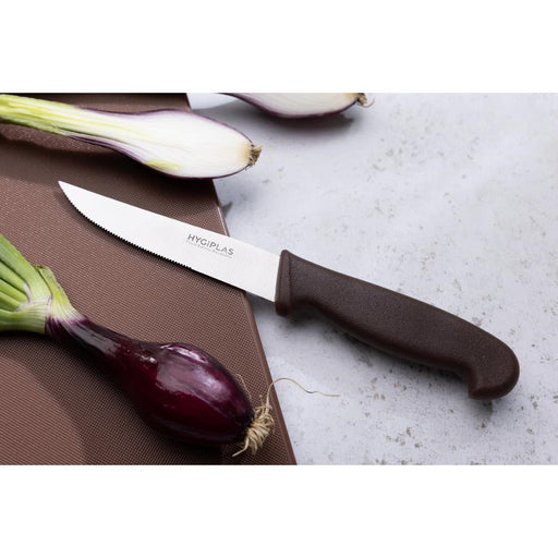 Hygiplas Vegetable Knife Serrated Brown 10.5cm Hygiplas