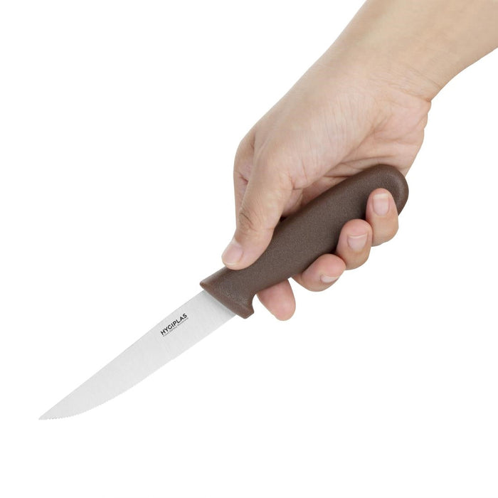 Hygiplas Vegetable Knife Serrated Brown 10.5cm Hygiplas