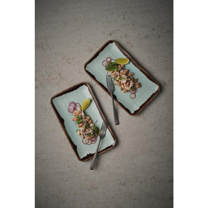 Dudson Harvest Organic Rectangular Plates Turquoise 270x160mm (12 Pack) Dudson