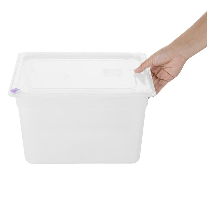 Hygiplas Click PP GN Container 1/2 with Lid & 7 Colour Clips 200mm 11.7Ltr (4 Pack) Hygiplas