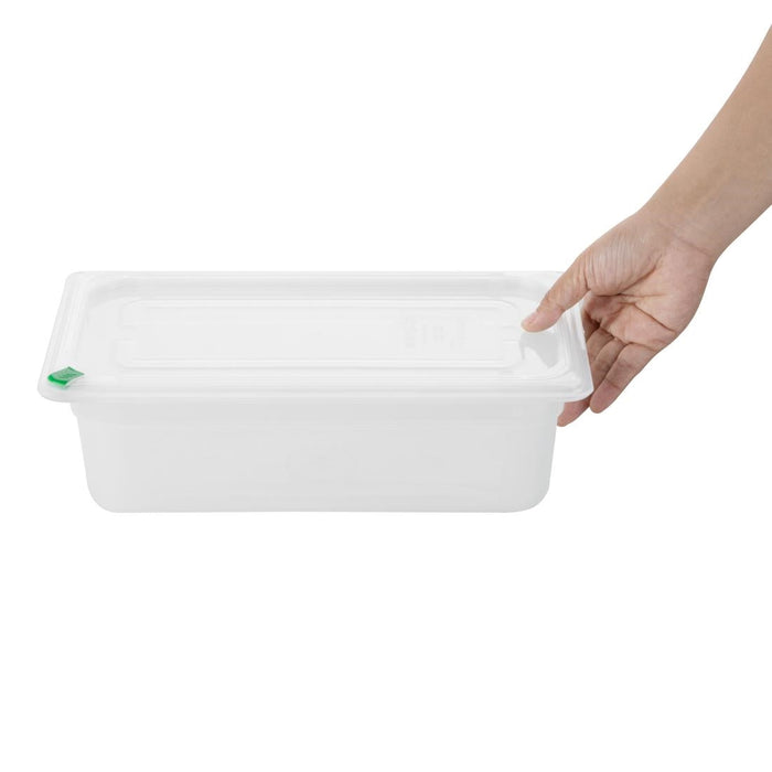 Hygiplas Click PP GN Container 1/3 with Lid & 7 Colour Clips 100mm 3.6Ltr (4 Pack) Hygiplas