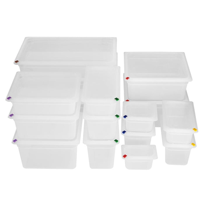 Hygiplas Click PP GN Container 1/3 with Lid & 7 Colour Clips 100mm 3.6Ltr (4 Pack) Hygiplas