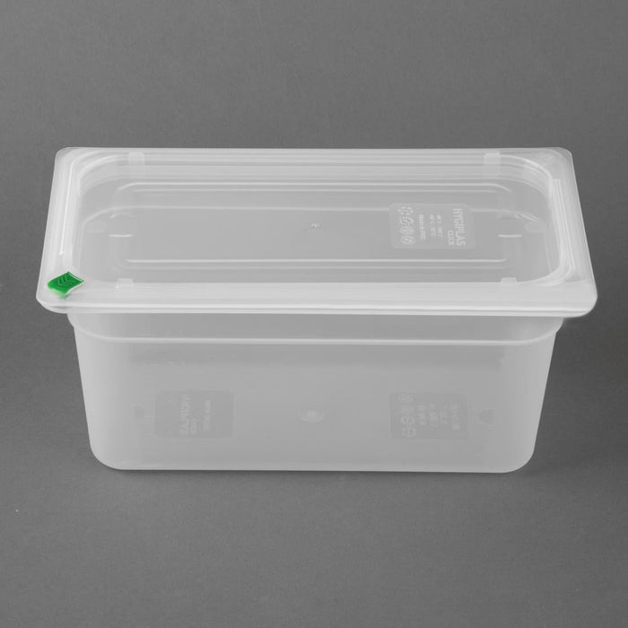 Hygiplas Click PP GN Container 1/3 with Lid & 7 Colour Clips 150mm 5.3Ltr (4 Pack) Hygiplas