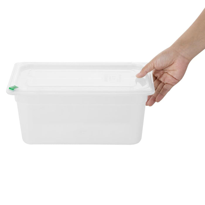 Hygiplas Click PP GN Container 1/3 with Lid & 7 Colour Clips 150mm 5.3Ltr (4 Pack) Hygiplas
