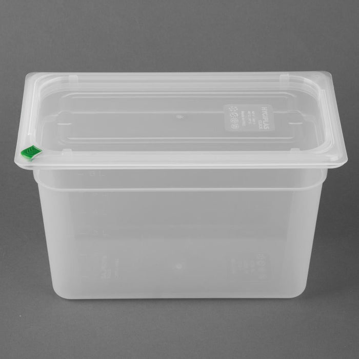 Hygiplas Click PP GN Container 1/3 with Lid & 7 Colour Clips 200mm 6.9Ltr (4 Pack) Hygiplas