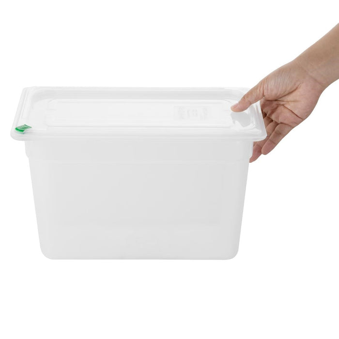 Hygiplas Click PP GN Container 1/3 with Lid & 7 Colour Clips 200mm 6.9Ltr (4 Pack) Hygiplas