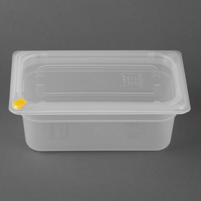 Hygiplas Click PP GN Container 1/4 with Lid & 7 Colour Clips 100mm 2.5Ltr (4 Pack) Hygiplas