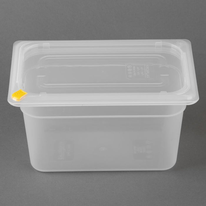 Hygiplas Click PP GN Container 1/4 with Lid & 7 Colour Clips 150mm 3.7Ltr (4 Pack) Hygiplas