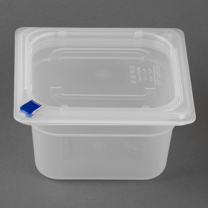 Hygiplas Click PP GN Container 1/6 with Lid & 7 Colour Clips 100mm 1.5Ltr (4 Pack) Hygiplas