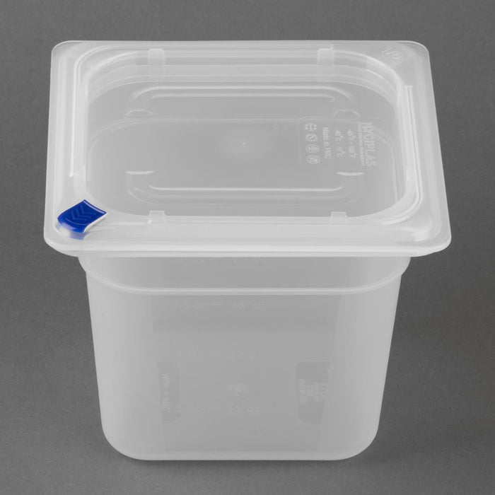 Hygiplas Click PP GN Container 1/6 with Lid & 7 Colour Clips 150mm 2.2Ltr (4 Pack) Hygiplas