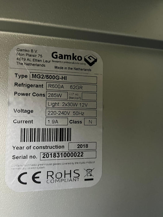 Gamko Maxiglass MG2/500G Double Door Upright Bottle Cooler-Refurbished Canmac Refurbished