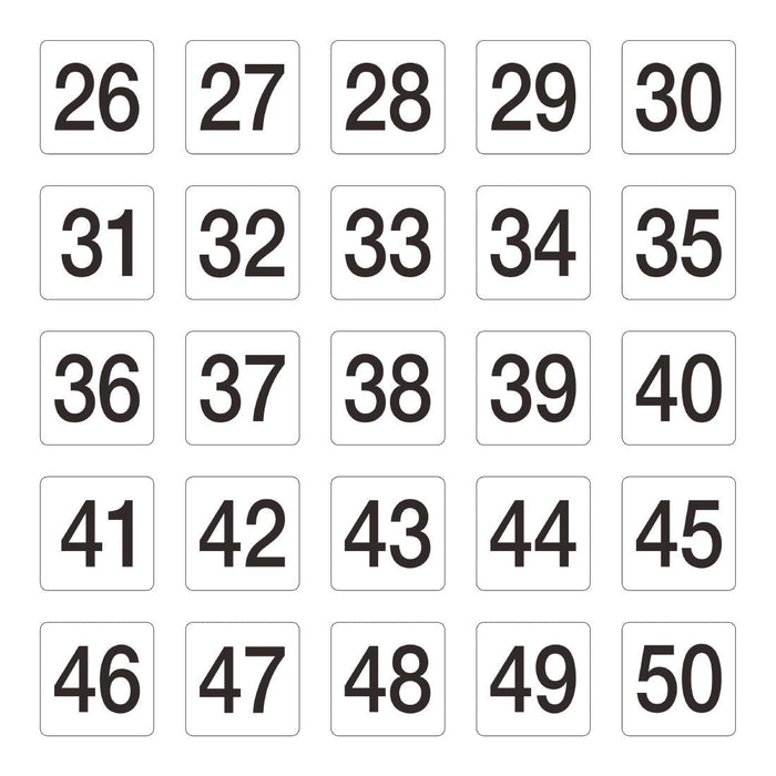 Olympia Plastic Table Number Inserts 1-50 Olympia