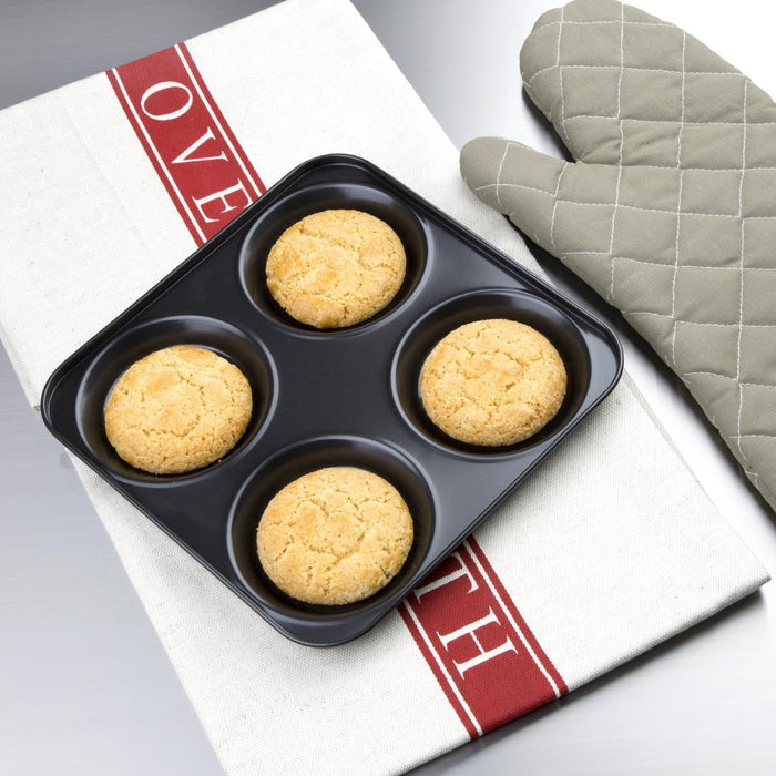 Vogue Carbon Steel Non-Stick Yorkshire Pudding Tray 4 Cup Vogue