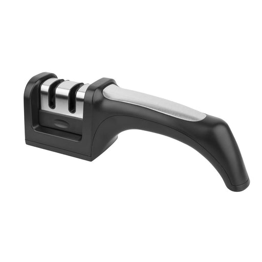 Manual. Two sharpening slots: 1 coarse for dull knives and 1 fine for honing