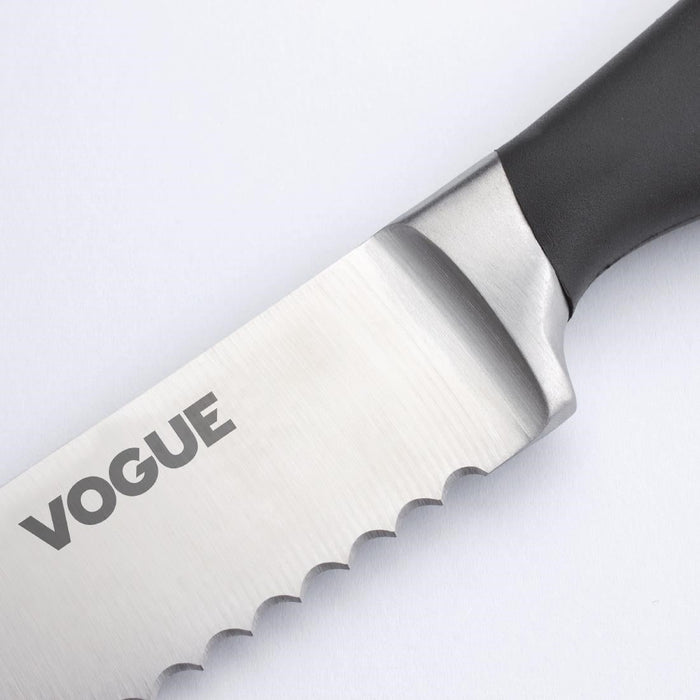 Vogue Soft Grip Bread Knife Black 20cm Vogue