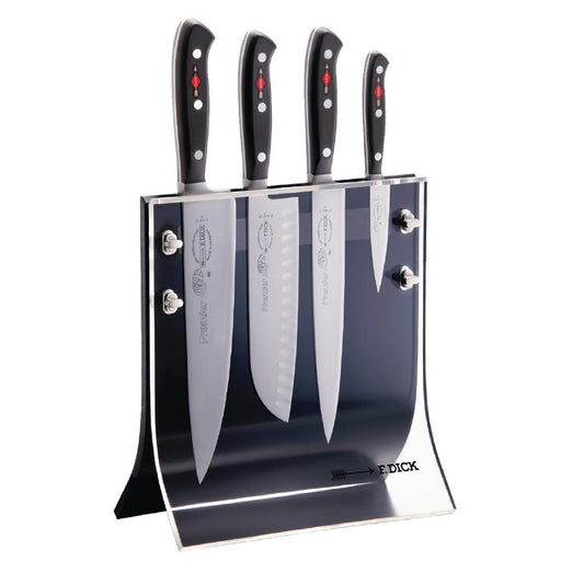 Material: Plastic with magnetic strip. Holds 4 knives. Knives sold separately